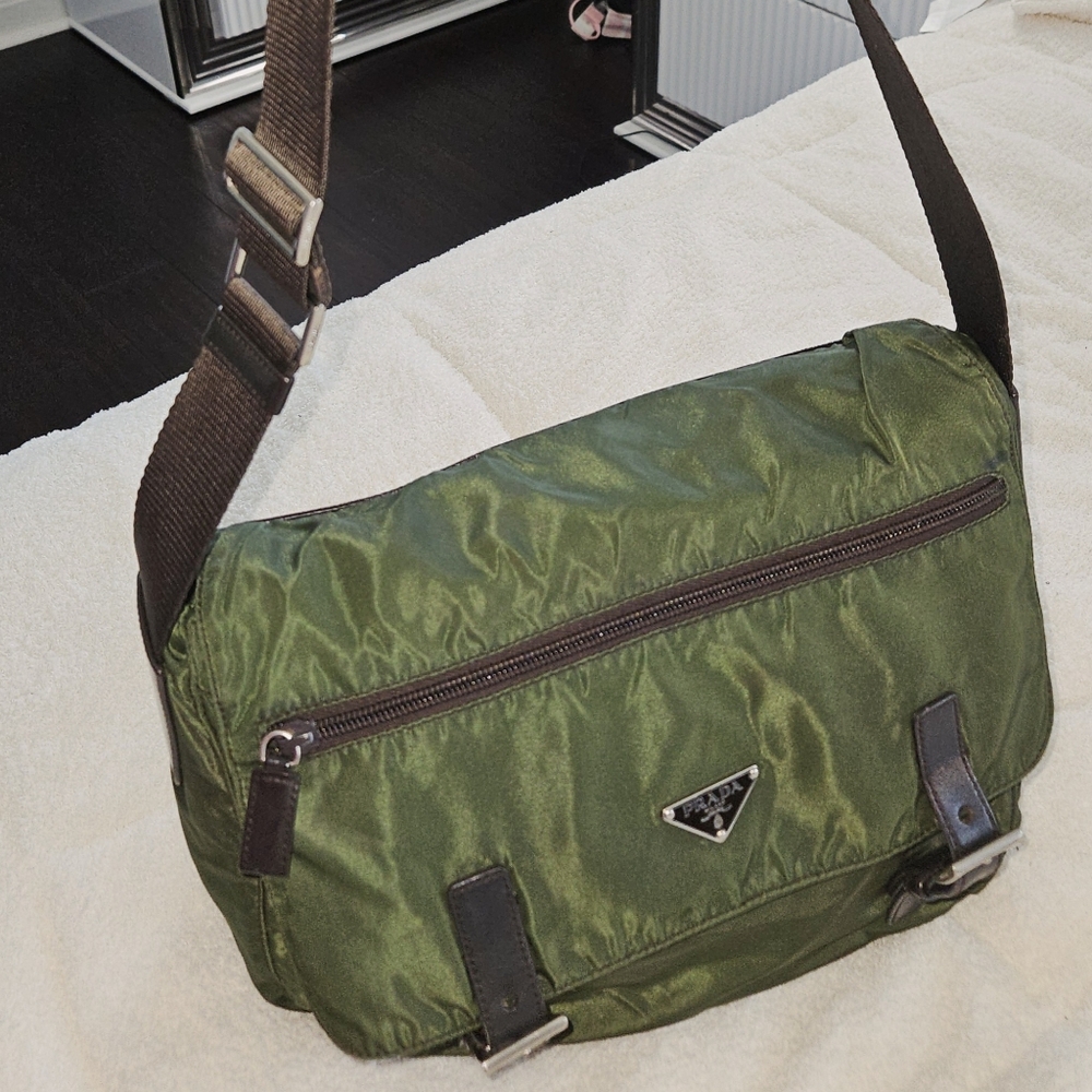 Prada Green Nylon Messenger Bag